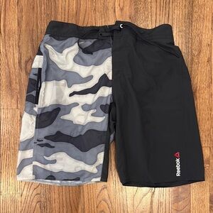 Reebok Men's Black and Gray Training Shorts Lined